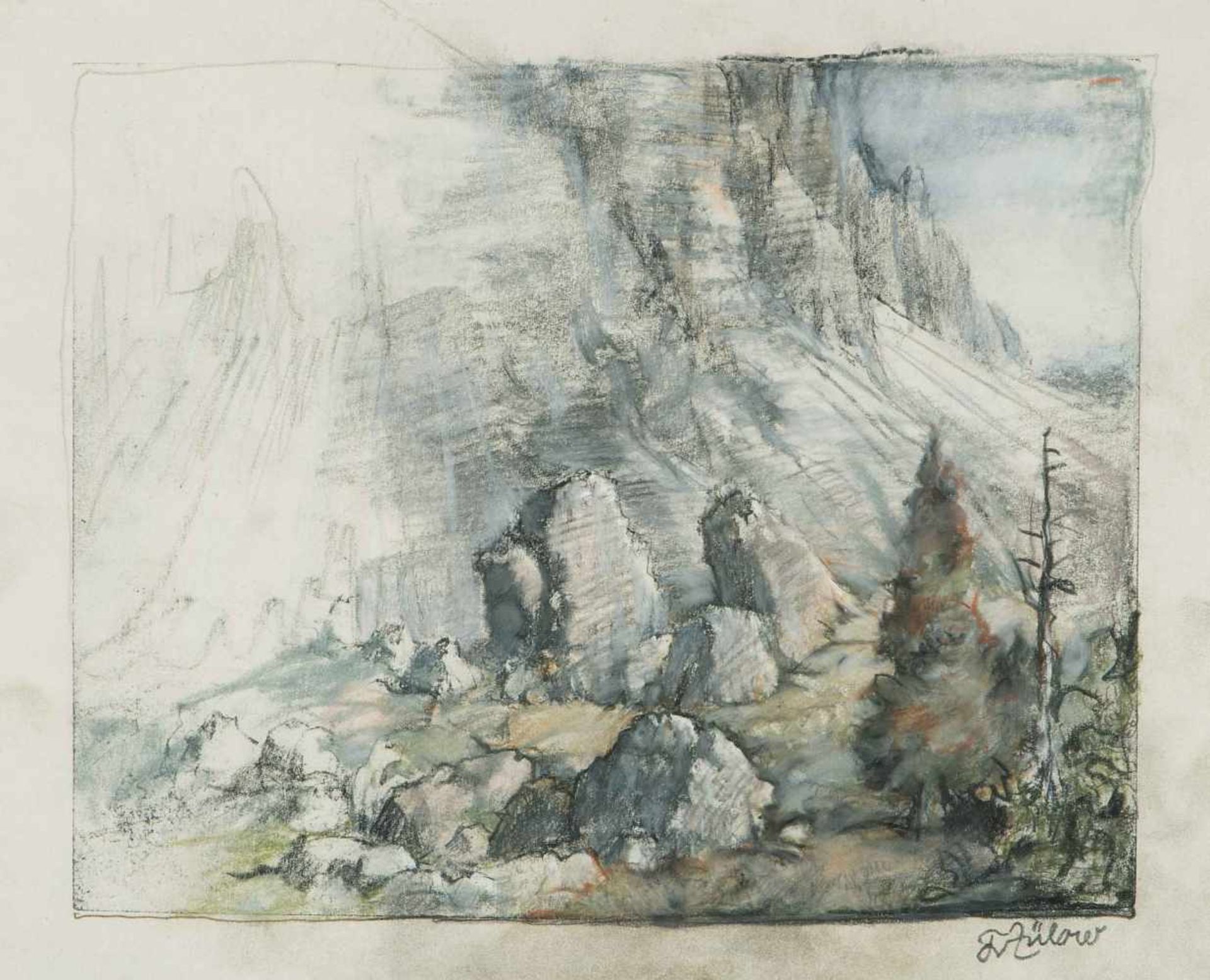 Zülow, Franz von(Wien 1883–1963 Wien)Landschaftsstudie. Mischtechnik auf Papier. Unten rechts in