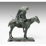Paolo Troubetzkoy(1866–1938)Dat. 1893. Indianer auf Pferd. Bronze, grün-braun patiniert. Auf der