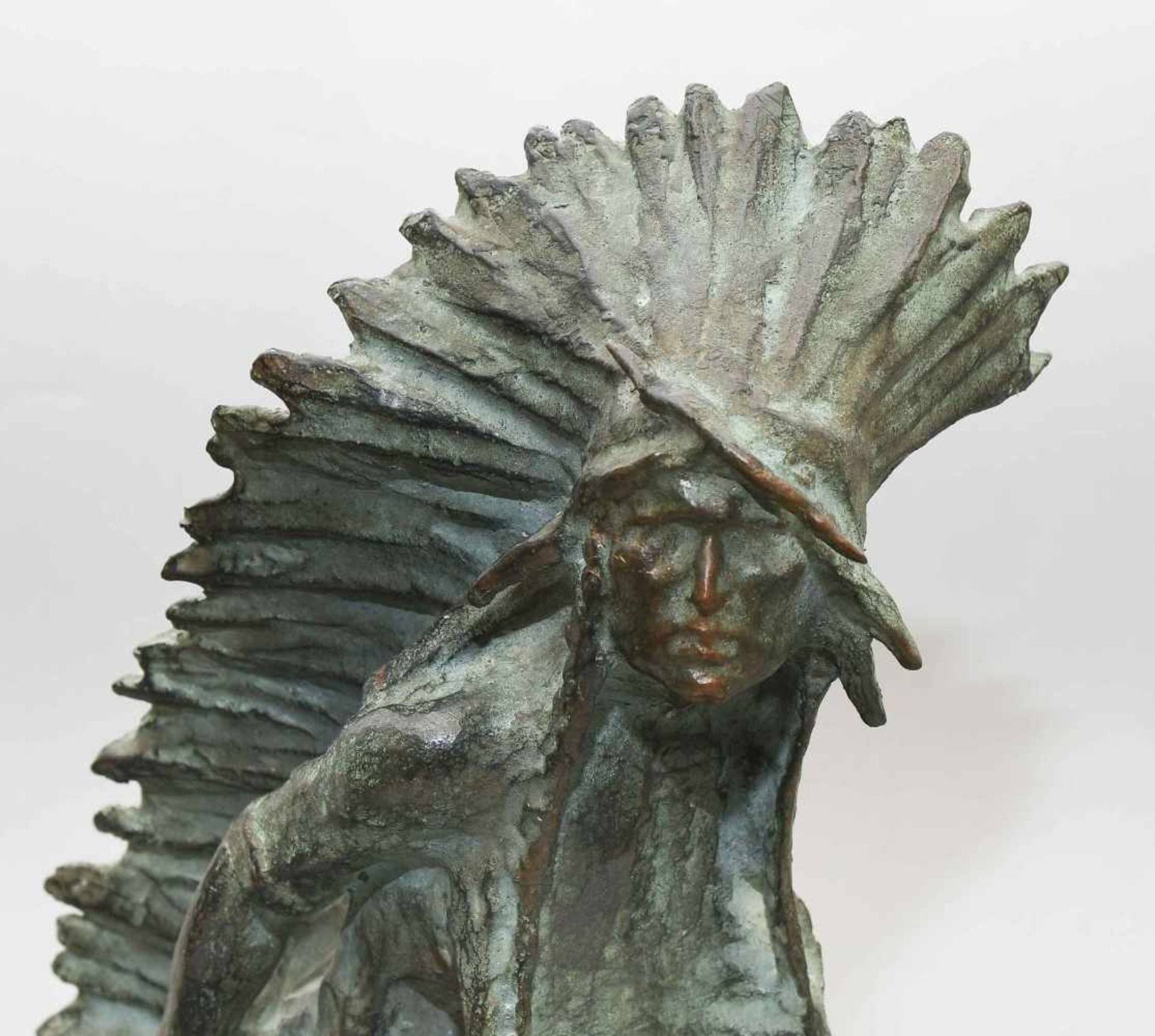 Paolo Troubetzkoy(1866–1938)Dat. 1893. Indianer auf Pferd. Bronze, grün-braun patiniert. Auf der - Bild 8 aus 10