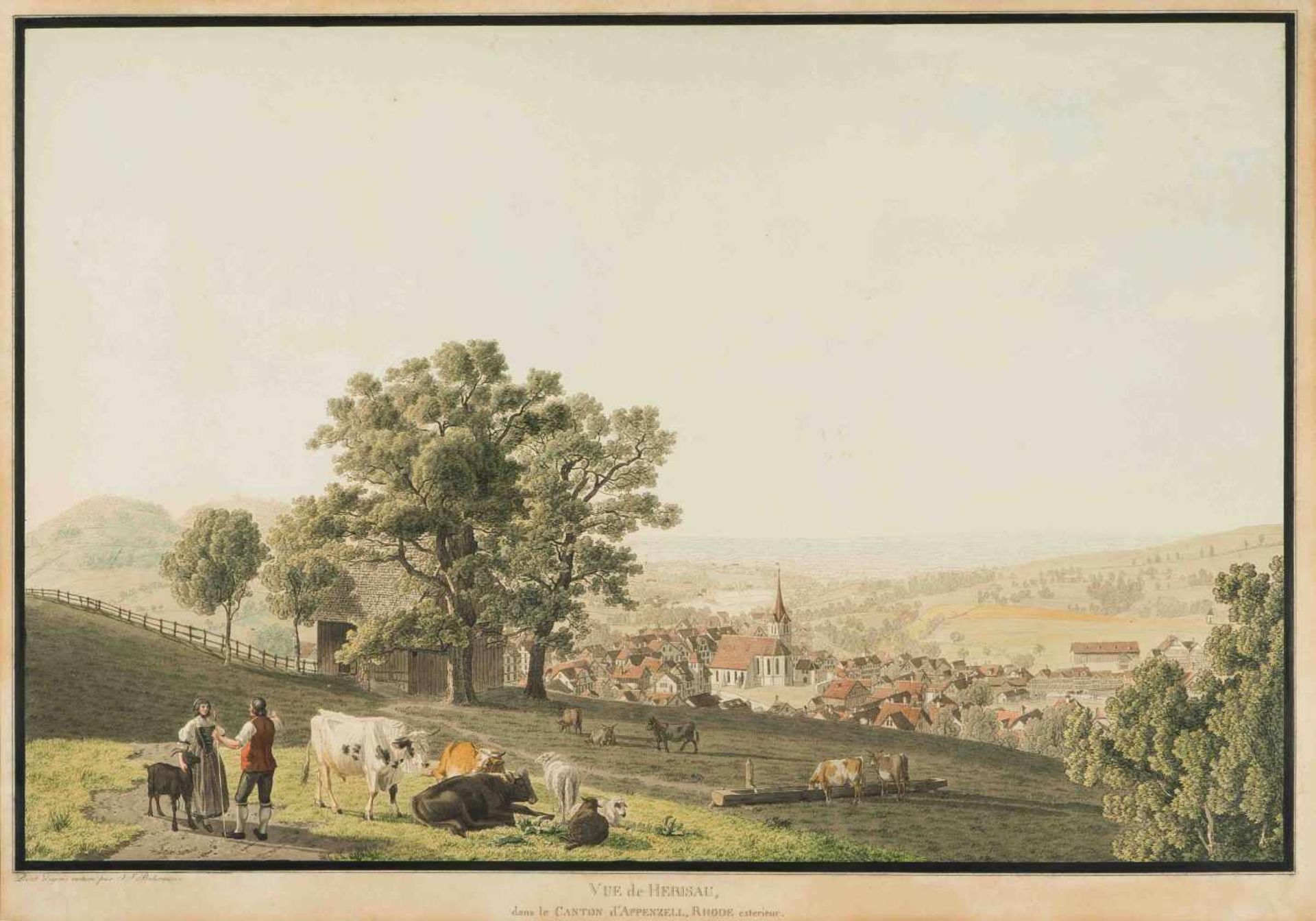 Biedermann, Johann Jakob(Winterthur 1763–1830 Zürich)"Vue de Herisau dans le Canton d'Appenzell, - Bild 2 aus 2