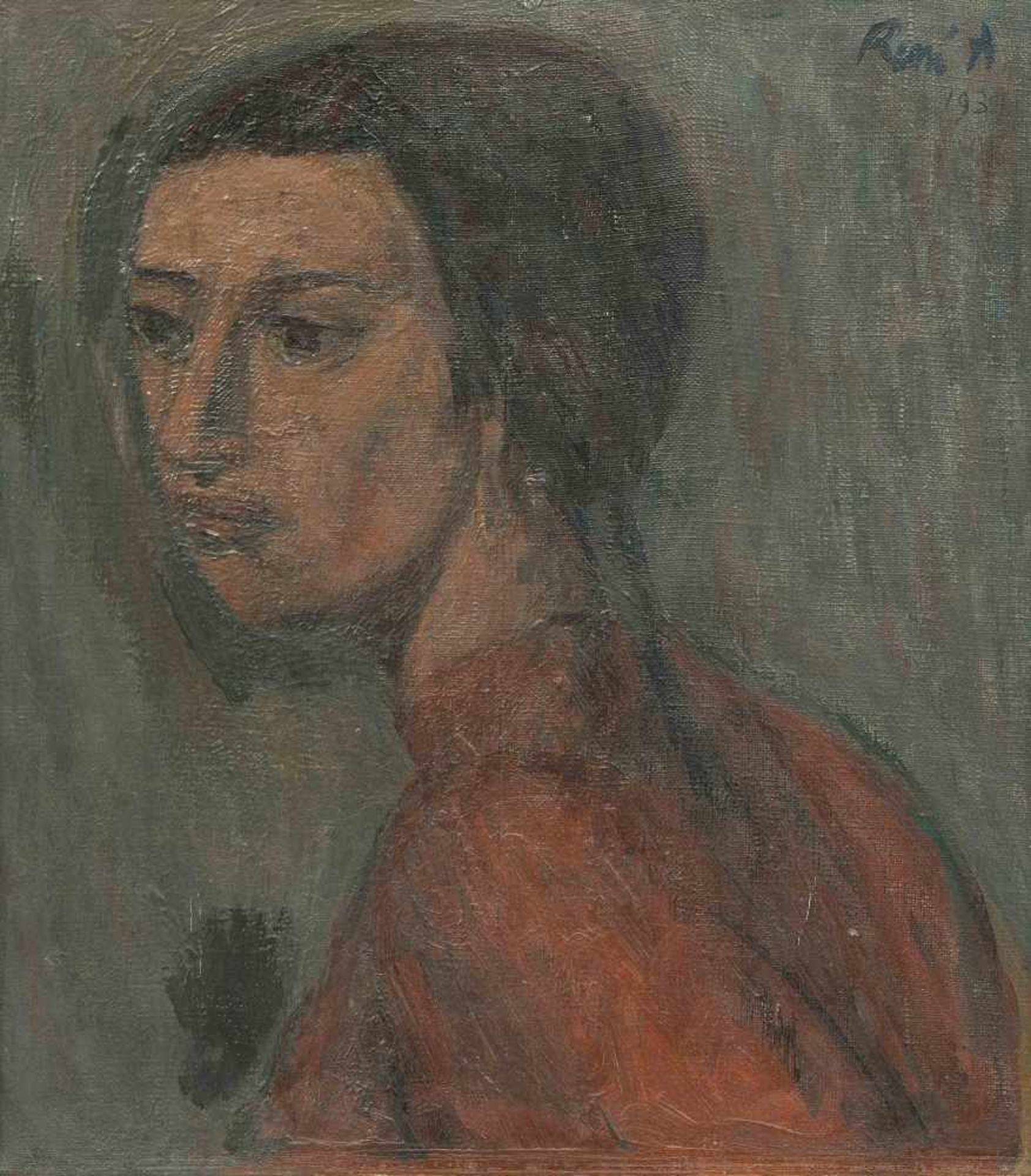 Auberjonois, René(1872 Lausanne 1957)"Buste de jeune femme", 1939. Öl auf Leinwand. Oben rechts