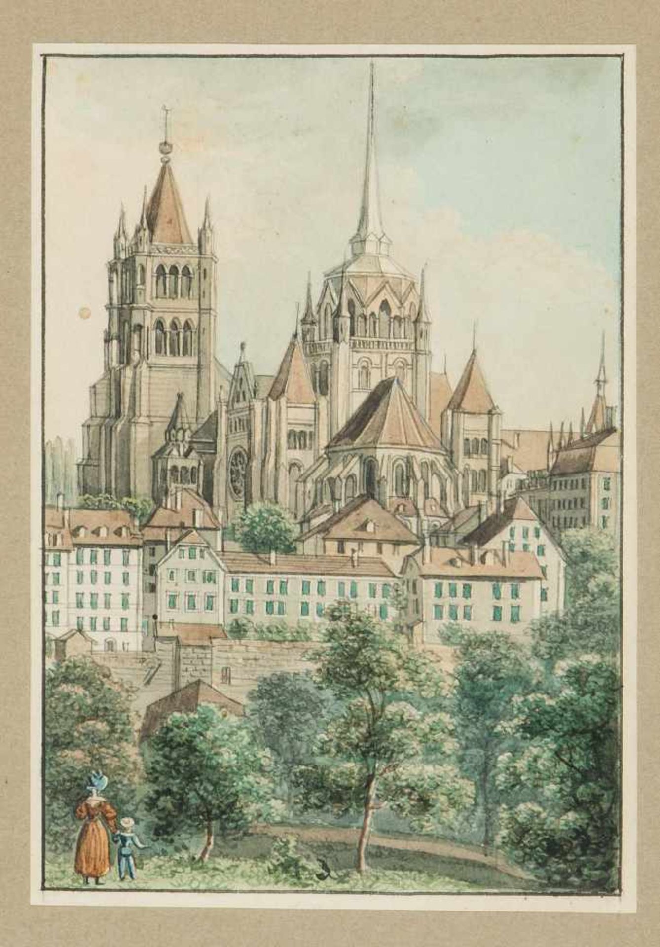 Schmid, David Alois(1791 Schwyz 1861)Lausanne: Die St. Franziscus Kirche und das Kaufhaus. / Ouchy - Bild 4 aus 5