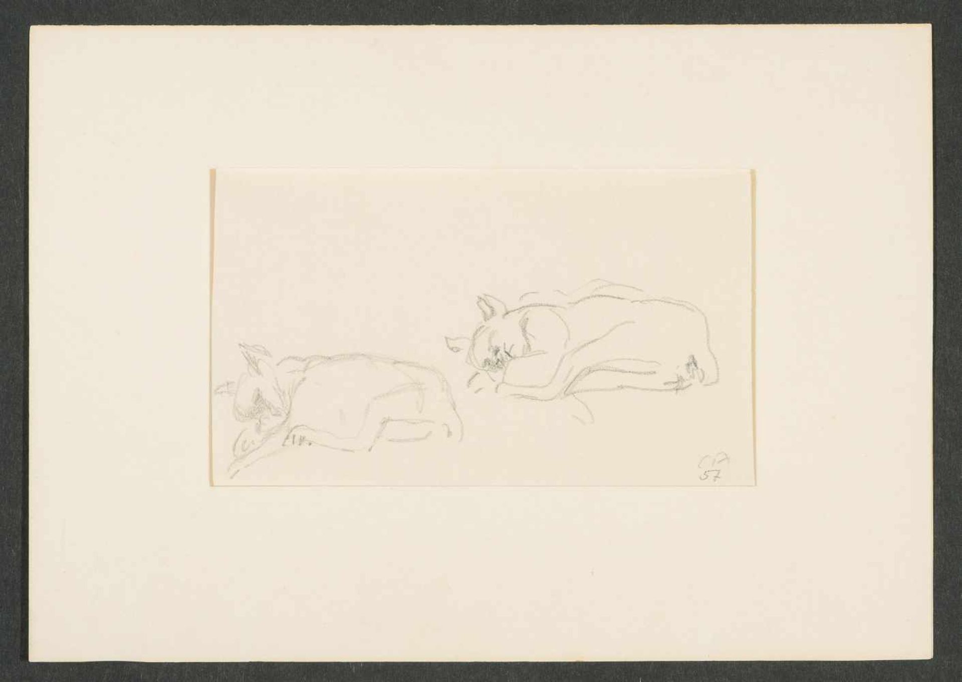 Amiet, Cuno(Solothurn 1868–1961 Oschwand)Zwei Katzen. 1957. Bleistift auf Papier. Unten rechts - Bild 2 aus 2