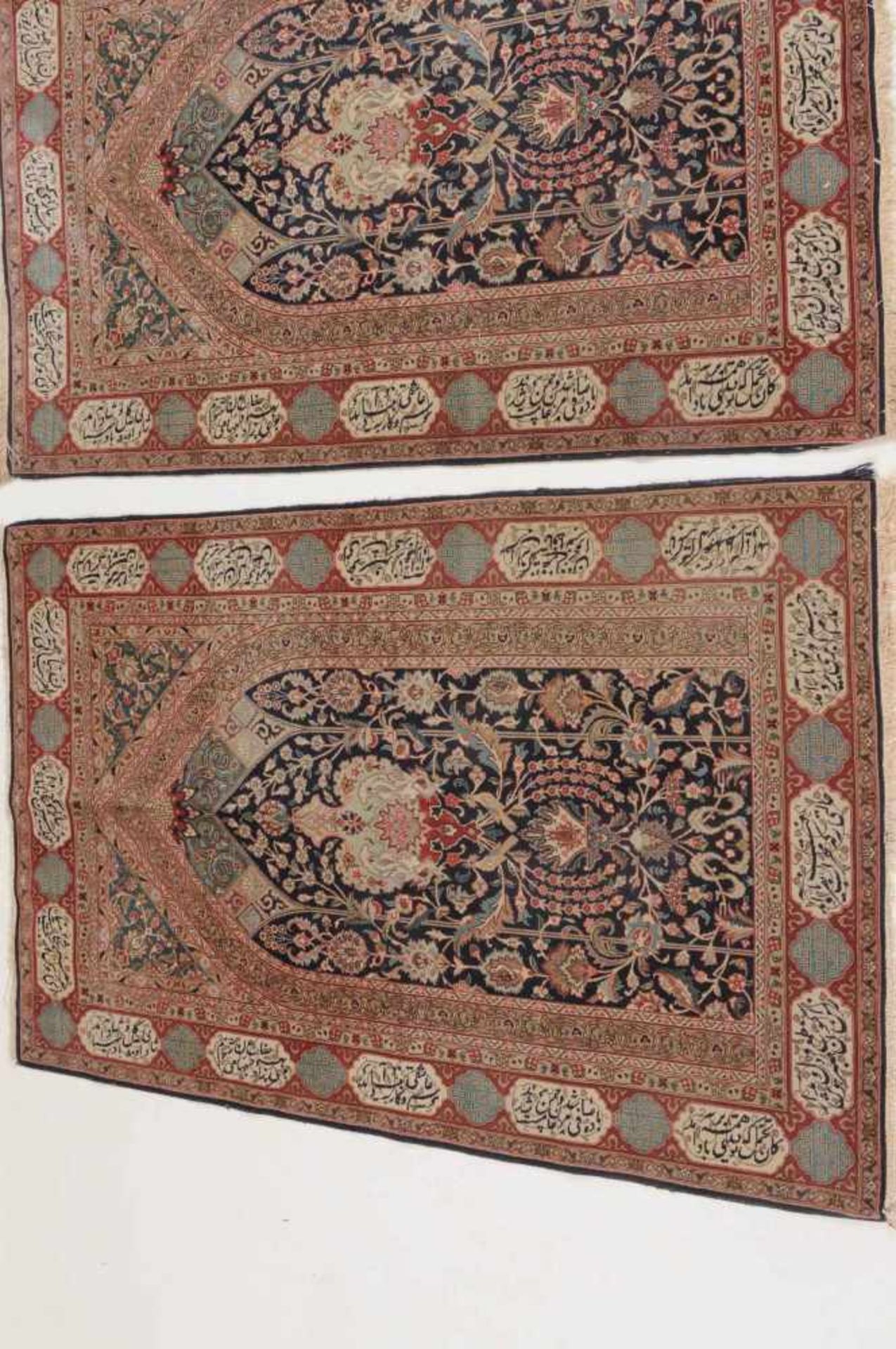 Paar TäbrisNW-Persien, um 1960. Im tiefblauen Mittelfeld figuriert ein filigran gearbeitetes dichtes - Bild 2 aus 11