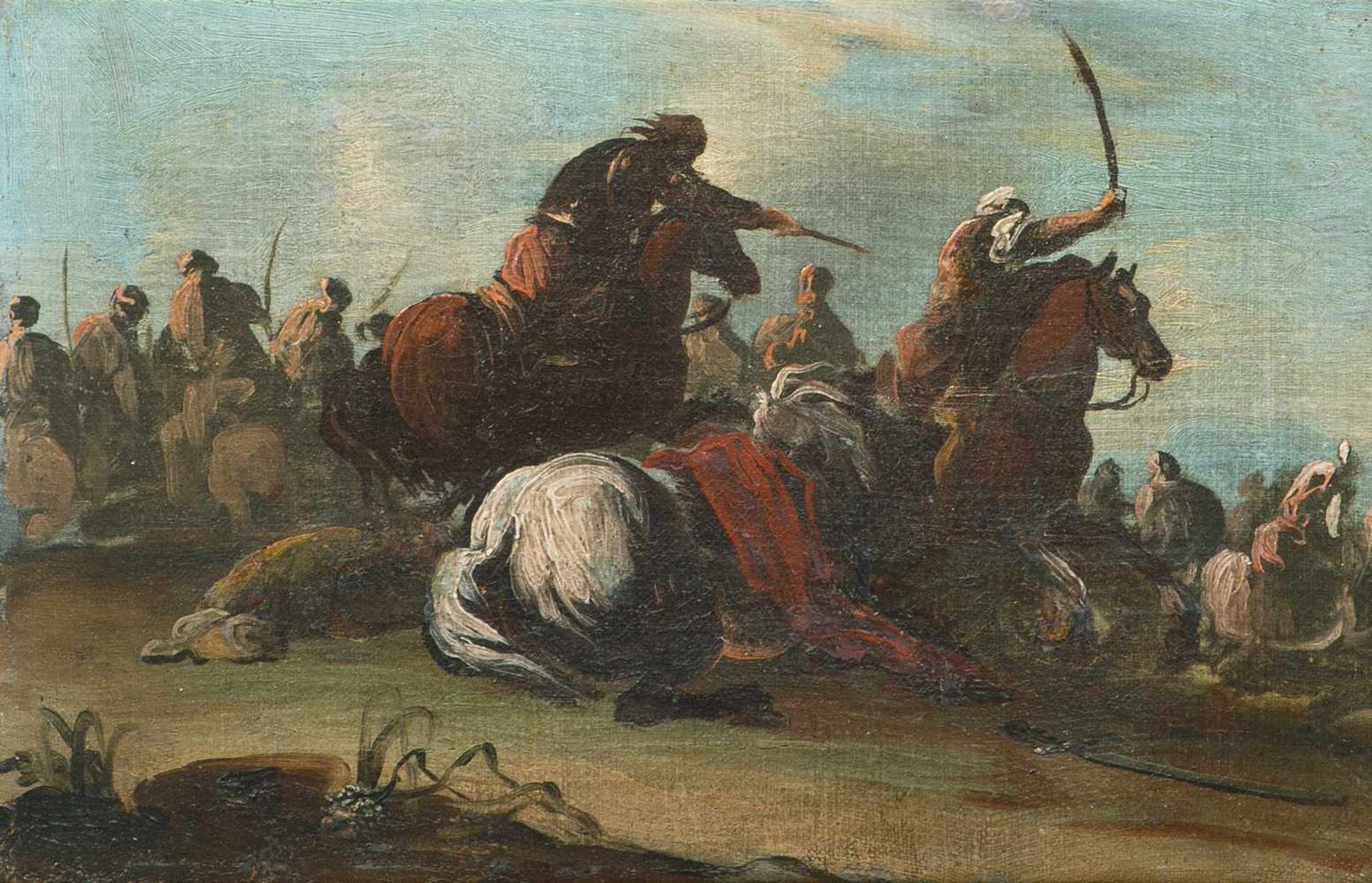 Courtois, Jacques(Saint-Hippolyte 1621–1676 Rom)UmkreisGegenstücke: Schlachtenszenen. Öl auf - Bild 3 aus 3