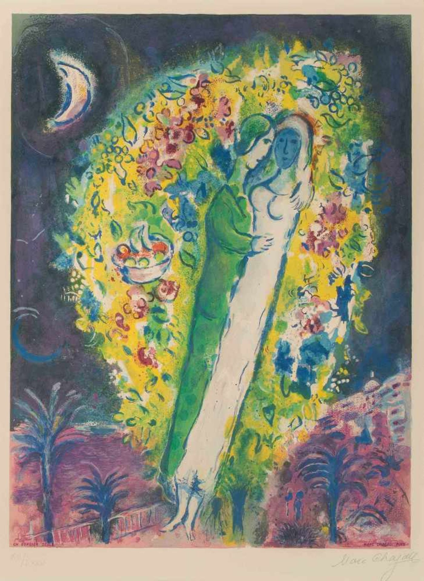 Chagall, Marc(Witebsk 1887–1985 Saint-Paul de Vence)"Couple dans les Mimosas". Aus: "Nice et la Côte