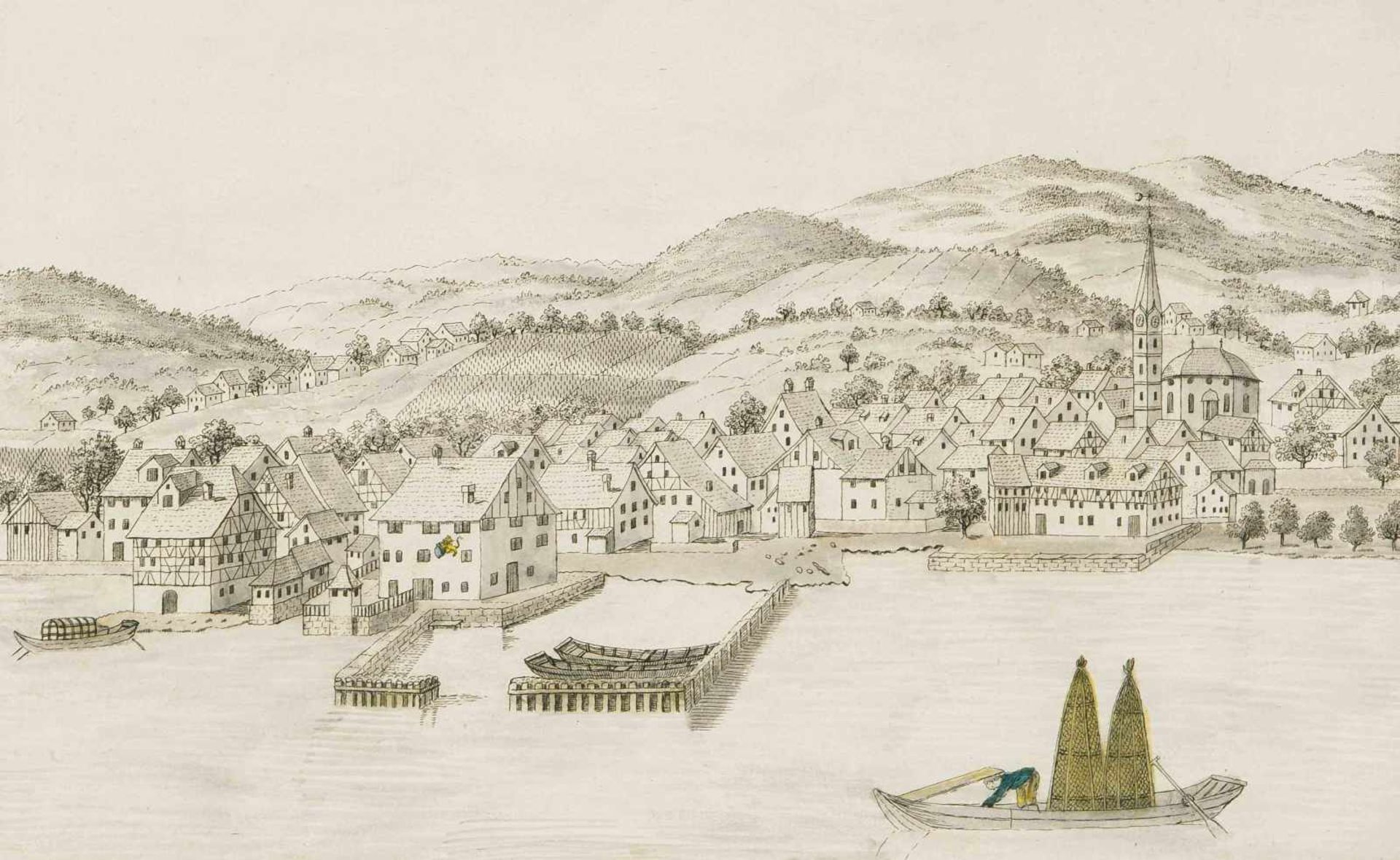 Hofmeister, Johannes(1721 Zürich 1806) undBrupbacher, Heinrich (1758 Wädenswil 1835)"Le Bourg de