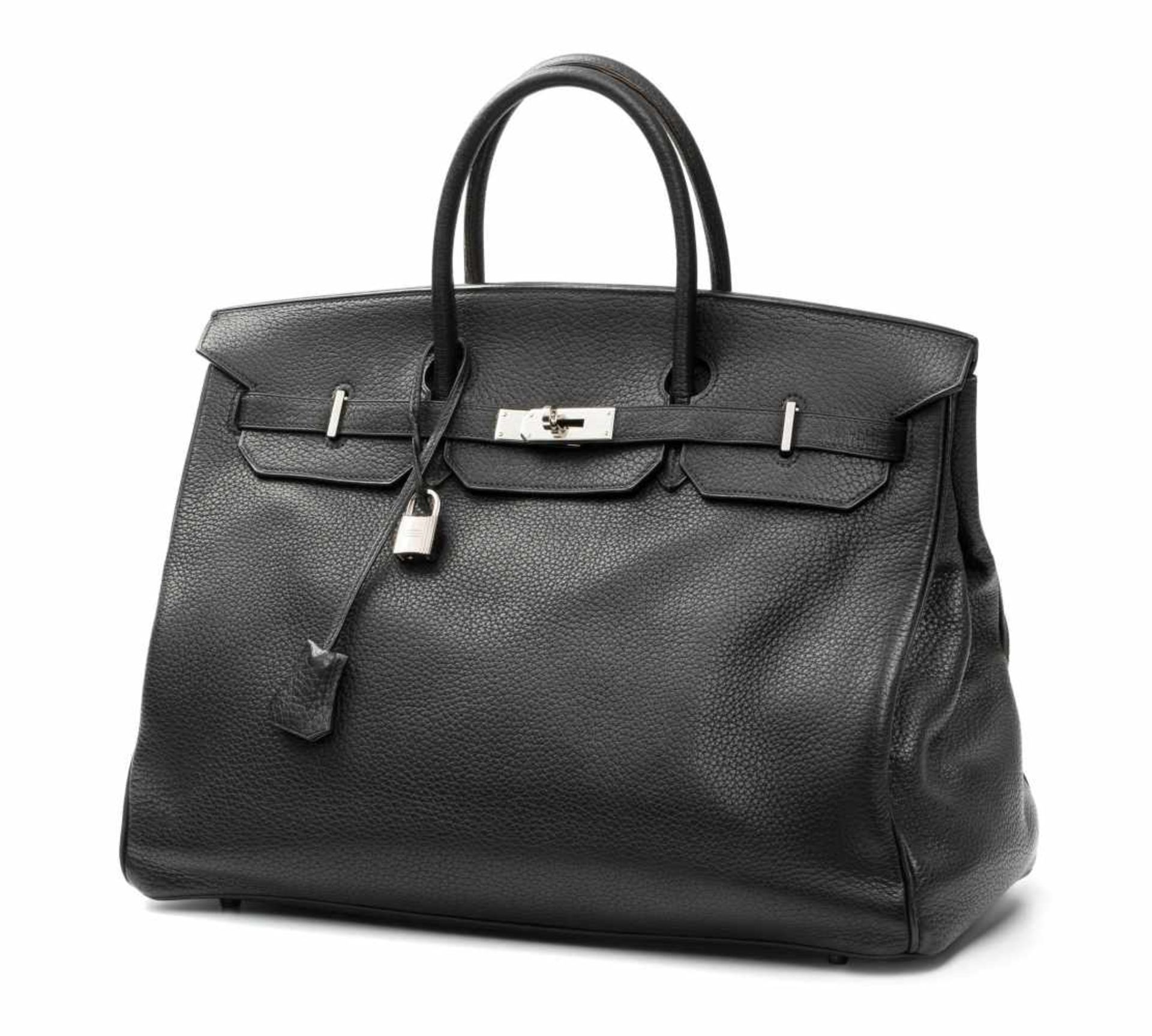Hermès, Handtasche "Birkin"40 cm. Aus dem Jahr 2003. Schwarzes Togo-Leder. Versilberte, - Bild 2 aus 2