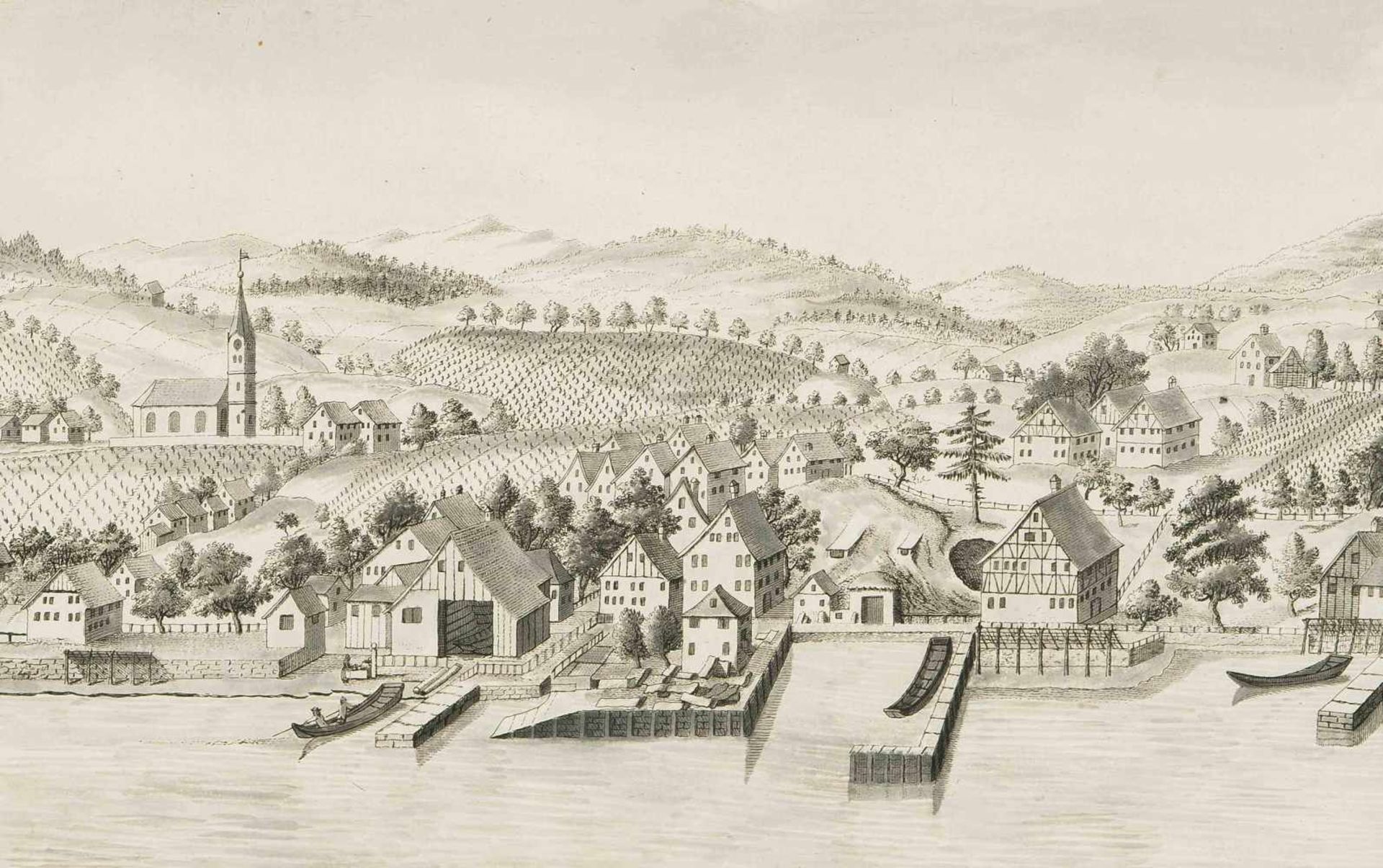 Hofmeister, Johannes(1721 Zürich 1806) undBrupbacher, Heinrich (1758 Wädenswil 1835)"Le Village d'