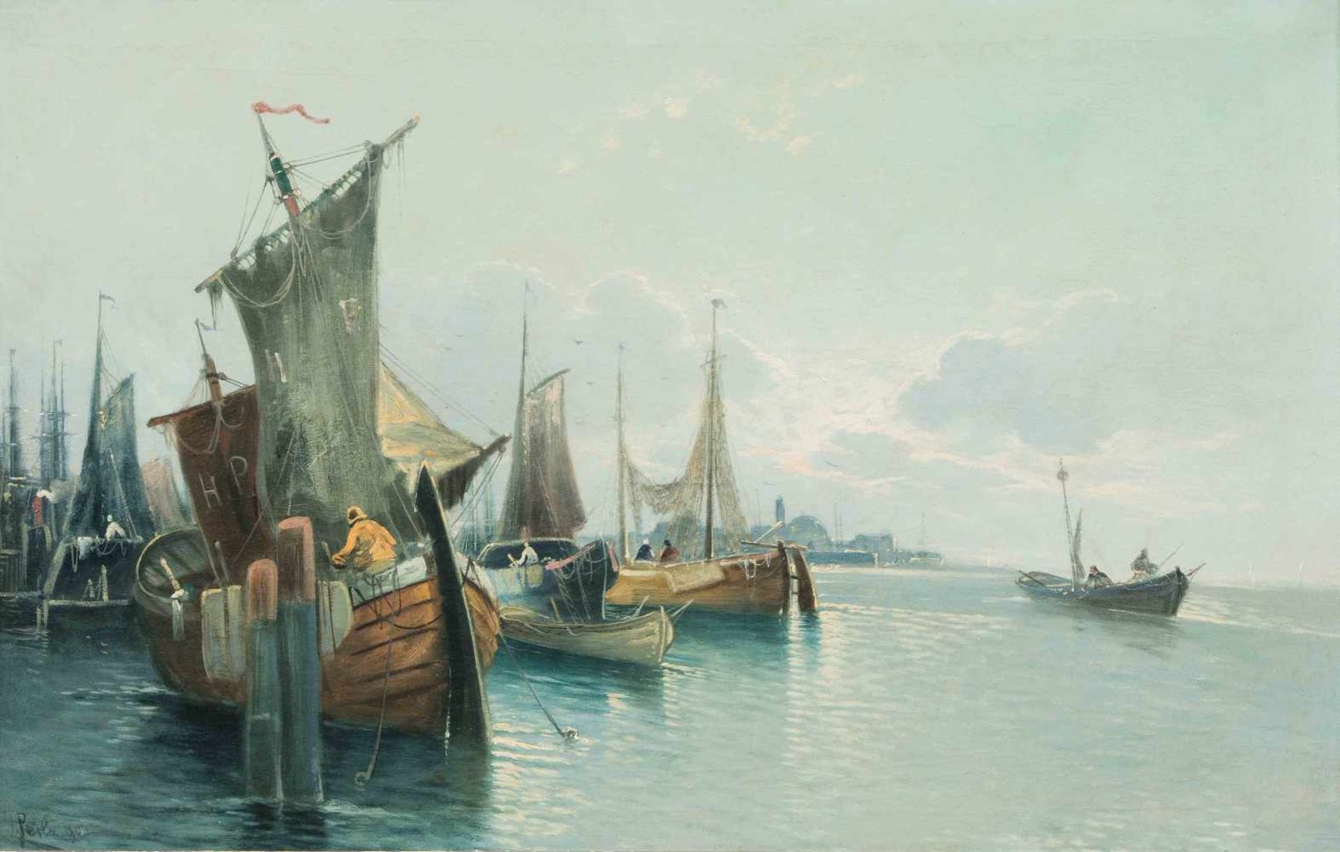 Kaufmann, Karl(Neuplachavitz 1843–1901 Wien)Fischerboote in der Nähe von Harlingen (Holland).