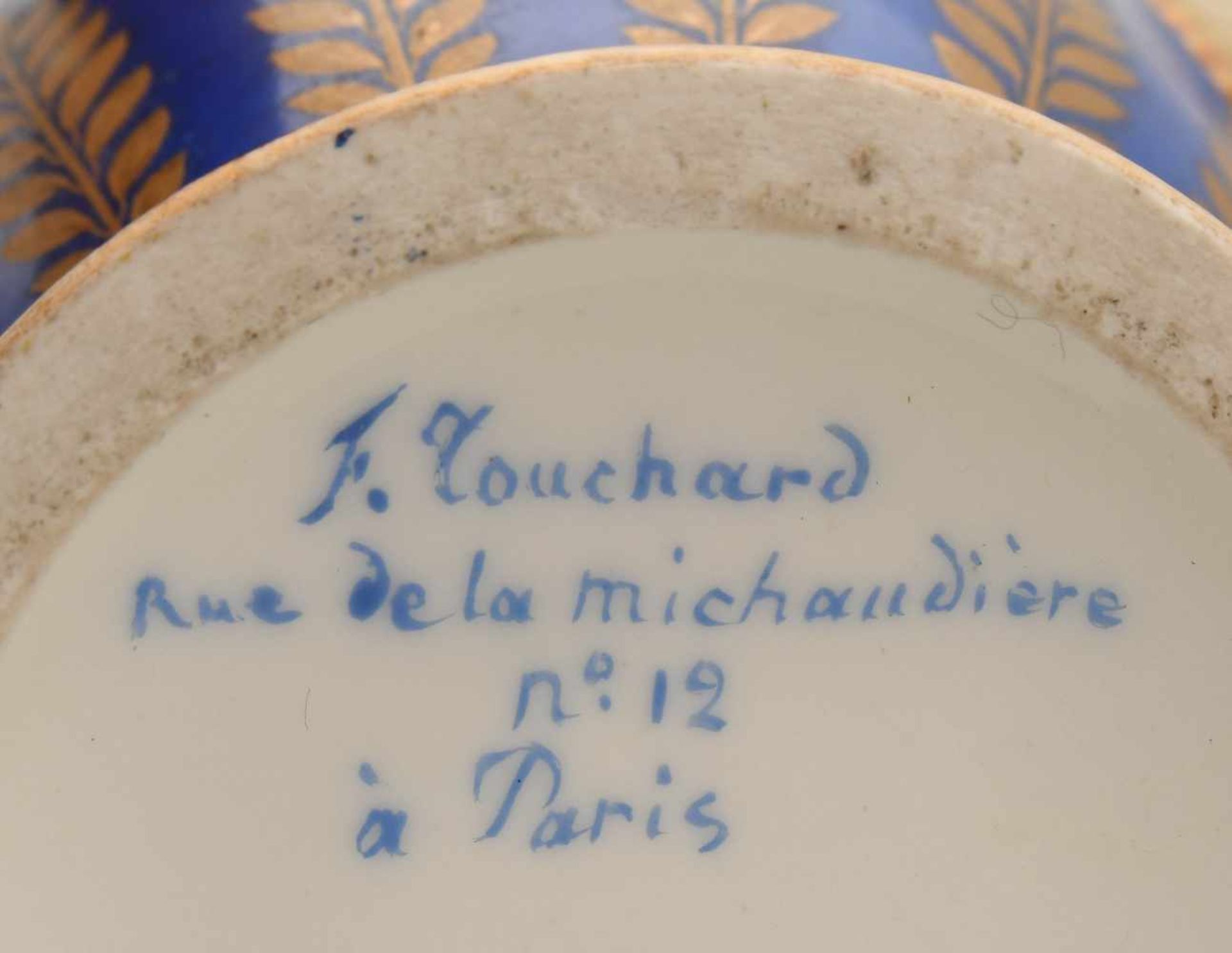 ParisUm 1839. F. Touchard, 12 Rue la Michodière. Kaffeeservice. Porzellan, blauer Fond, in - Bild 3 aus 45