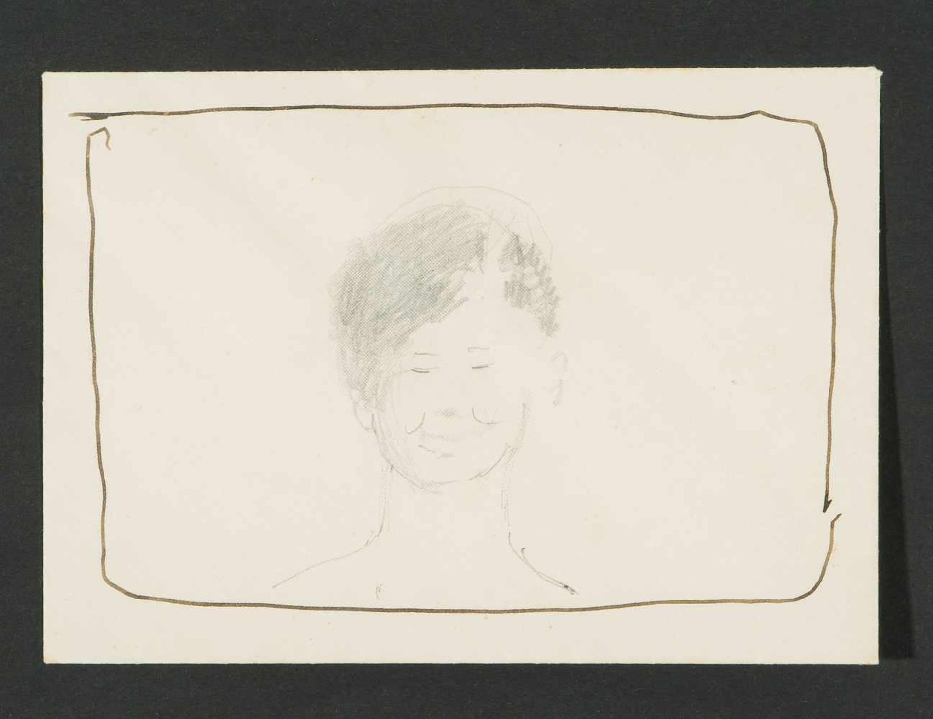Amiet, Cuno(Solothurn 1868–1961 Oschwand)Lächelndes Portrait. Bemaltes Kuvert in Bleistift und - Bild 2 aus 2