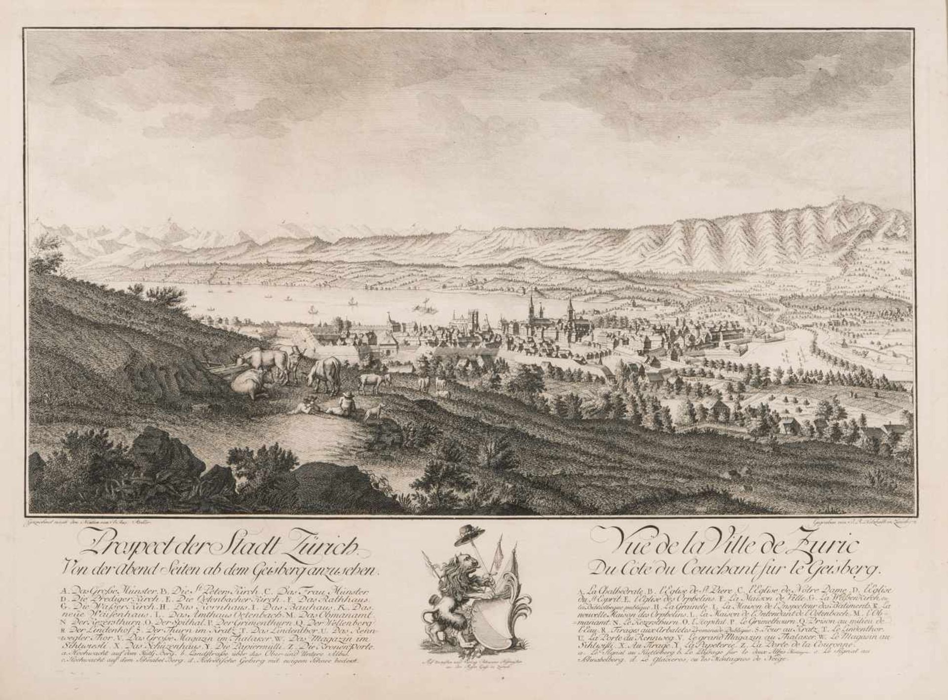 Koller, Johann Jakob(Zürich 1746–1805 Amsterdam)"Prospect der Stadt Zürich. Von der Abend Seiten