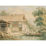 Moritz, Friedrich Wilhelm(Herborn 1783–1855 Neuenburg)Uferlandschaft am Brienzersee, 1850. Aquarell.