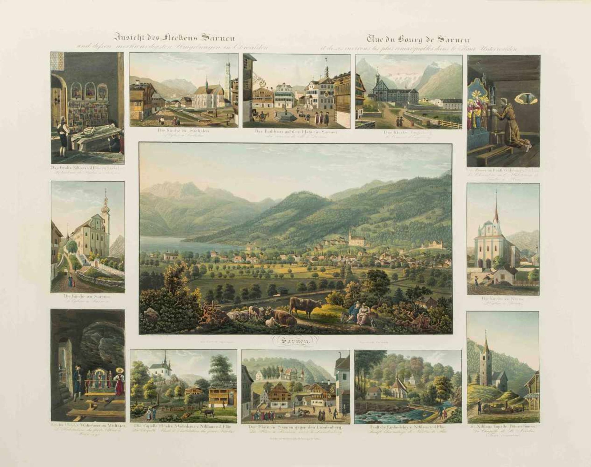 Isenring, Johann Baptist(Lütisburg 1796–1860 St. Gallen)"Ansicht des Fleckens Sarnen und dessen
