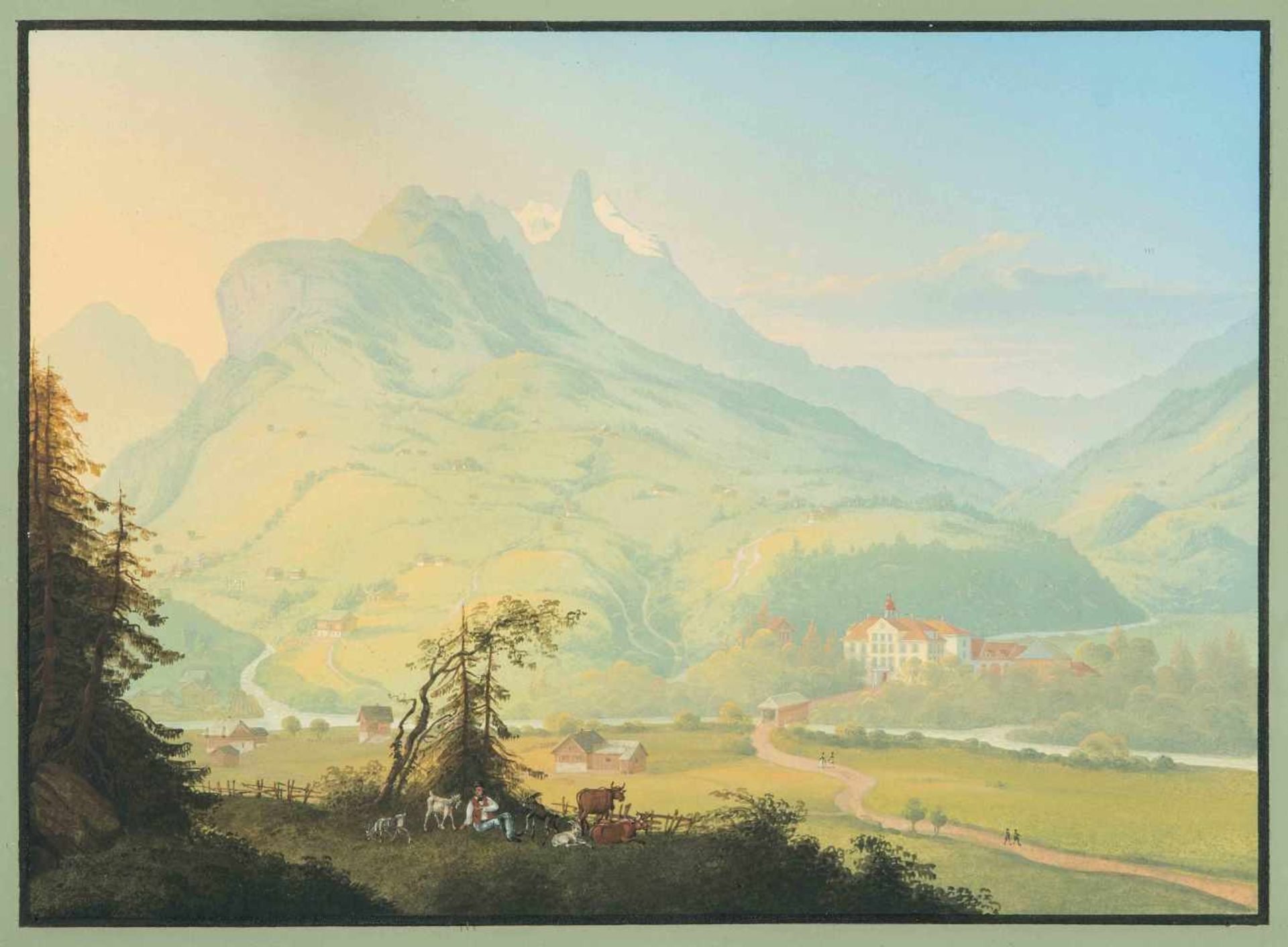 Bleuler, Johann Heinrich(Zollikon 1758–1823 Feuerthalen)ZugeschriebenWeissbad mit Blick gegen den - Bild 2 aus 2