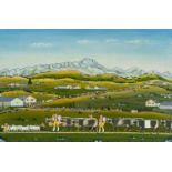 Martinelli, Ulrich(Degersheim 1911–1989)"Alpfahrt mit Säntis", 1960. Öl auf Karton. Unten rechts