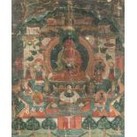 Thangka des Buddha AmitabhaTibet, 19.Jh. Gouache auf Stoff. Darstellung des Buddha Amitabha in