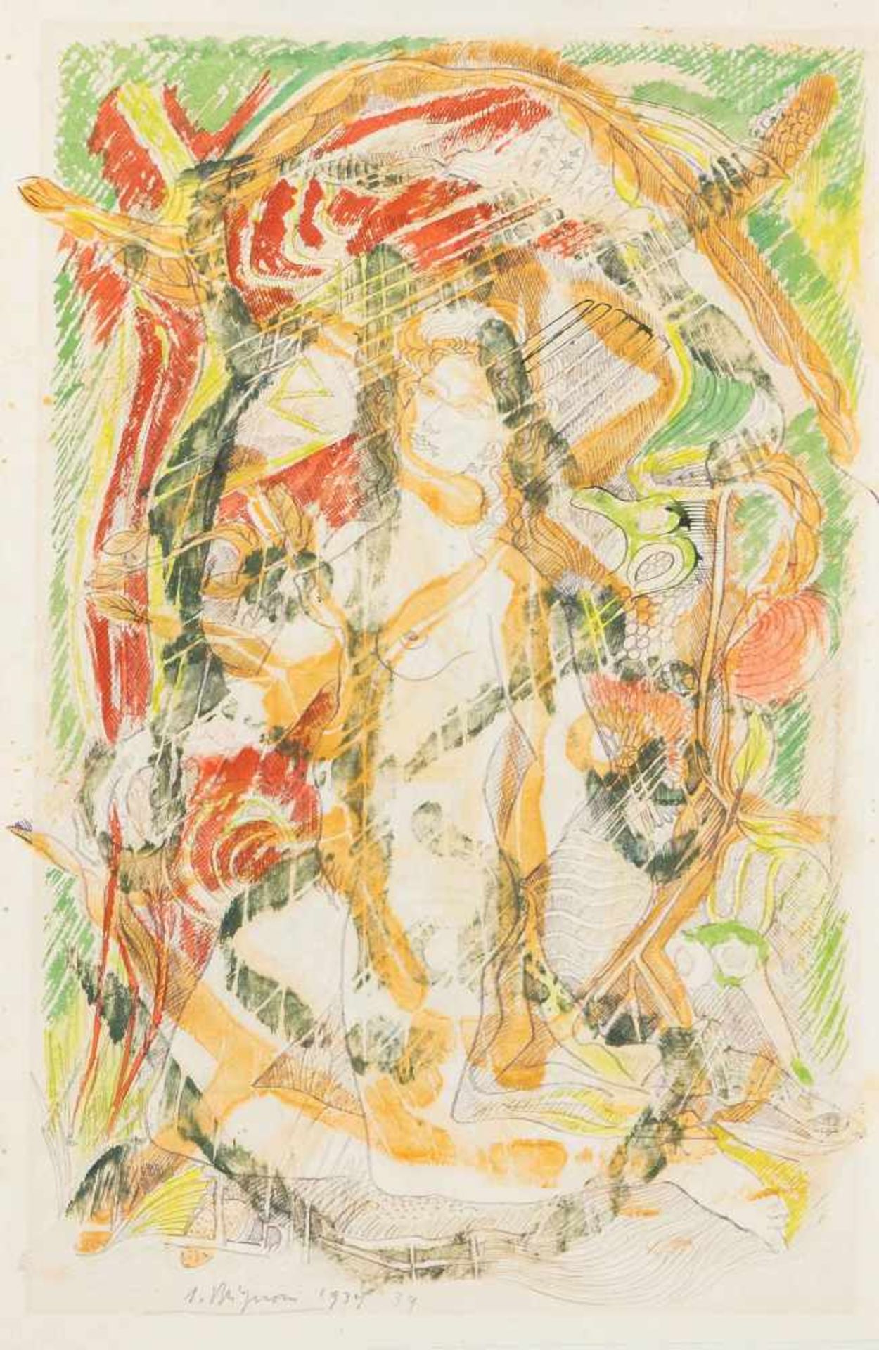 Brignoni, Serge(Chiasso 1903–2002 Bern)Ohne Titel. 1934/39. Tusche und Gouache auf Papier. Unten