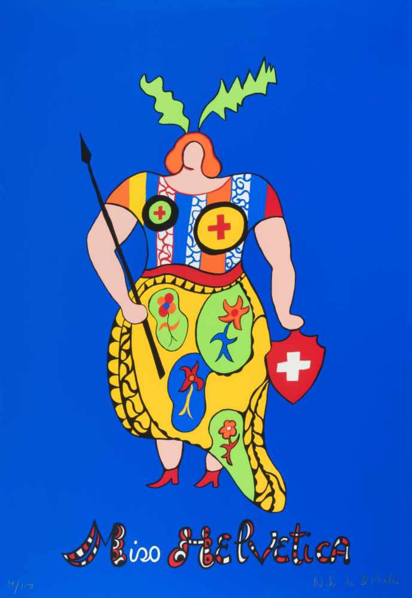 Saint Phalle, Niki de(Neuilly-sur-Seine 1930–2002 Los Angeles)"Miss Helvetia". Farbserigraphie. 34/