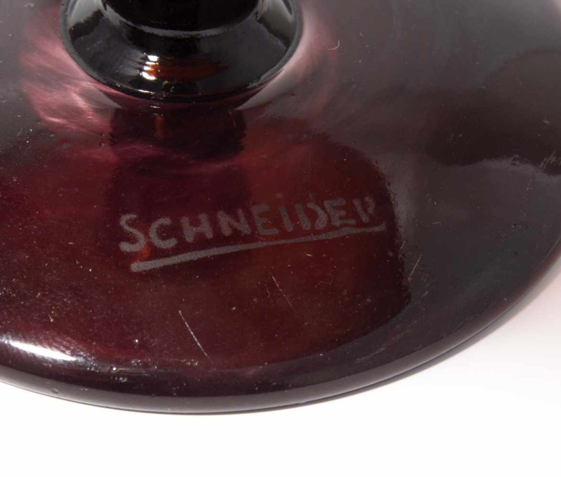 SchneiderEpinay-sur-Seine, um 1925. Fussschale. Farbloses Glas mit roten und violetten - Bild 2 aus 2