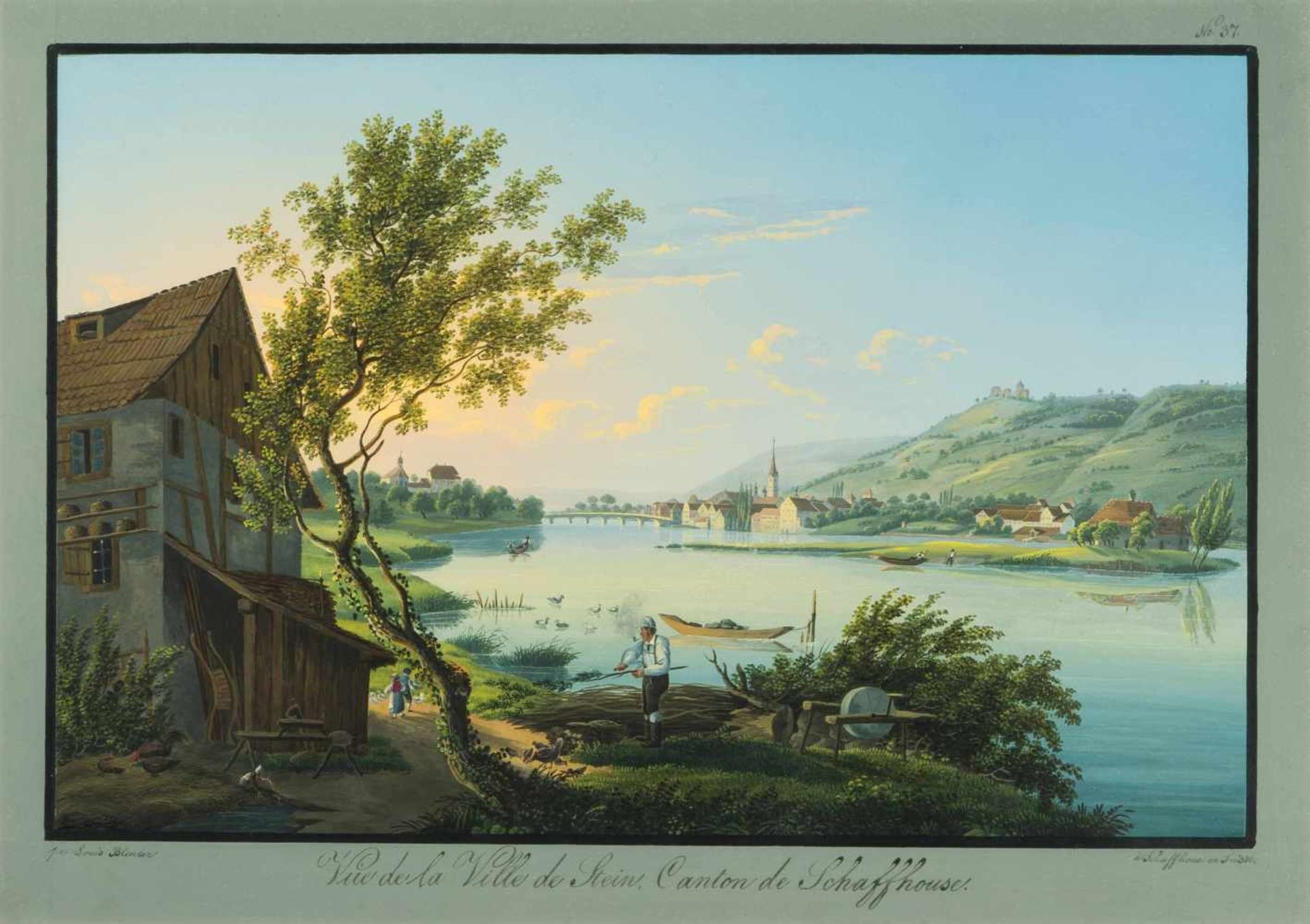 Bleuler, Louis(Feuerthalen 1792–1850 Laufen-Uhwiesen)"Vue de la Ville de Stein Canton de - Bild 2 aus 2