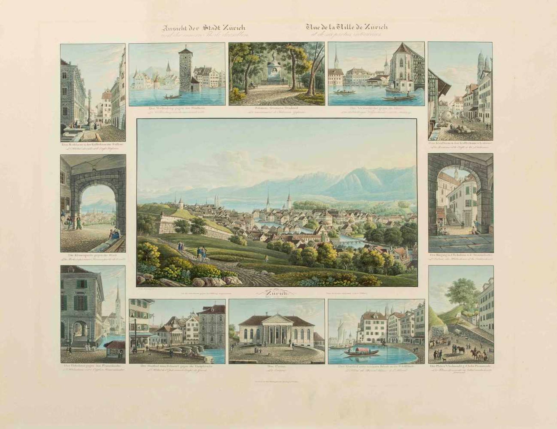 Isenring, Johann Baptist(Lütisburg 1796–1860 St. Gallen)"Ansicht der Stadt Zürich und der innern