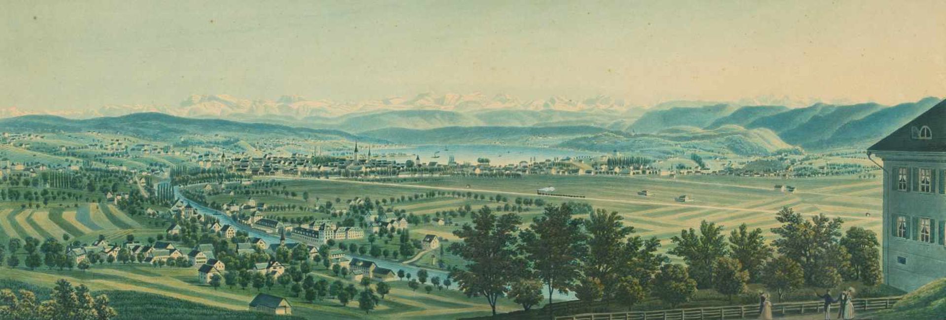 Schmid, Franz(1796 Schwyz 1851)"Zurich et ses Environs vers la Chaine des Alpes, prise depuis la