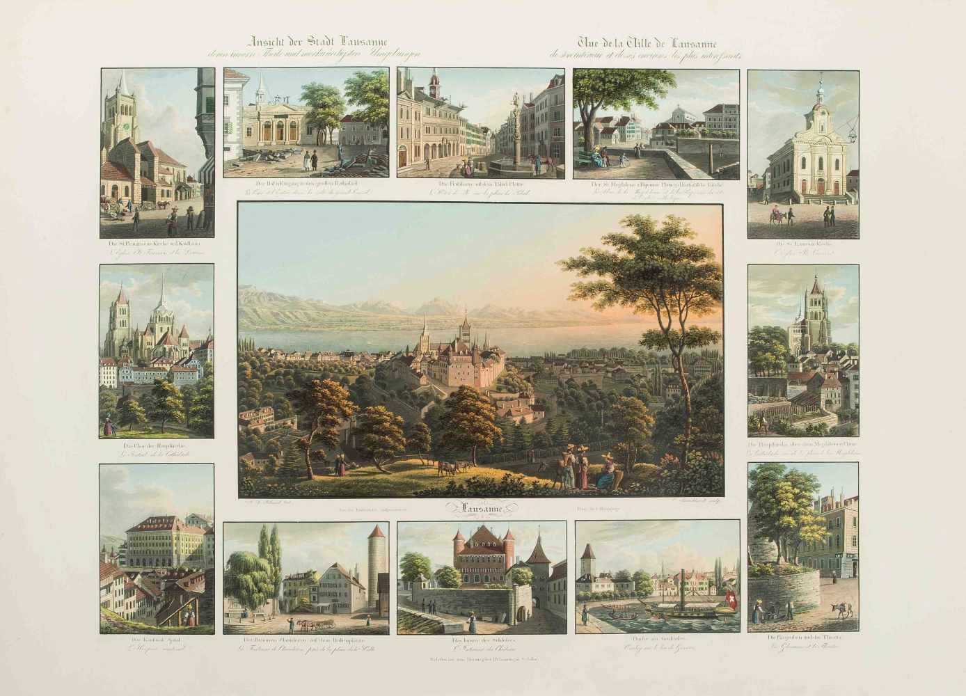 Isenring, Johann Baptist(Lütisburg 1796–1860 St. Gallen)"Ansicht der Stadt Lausanne deren innern