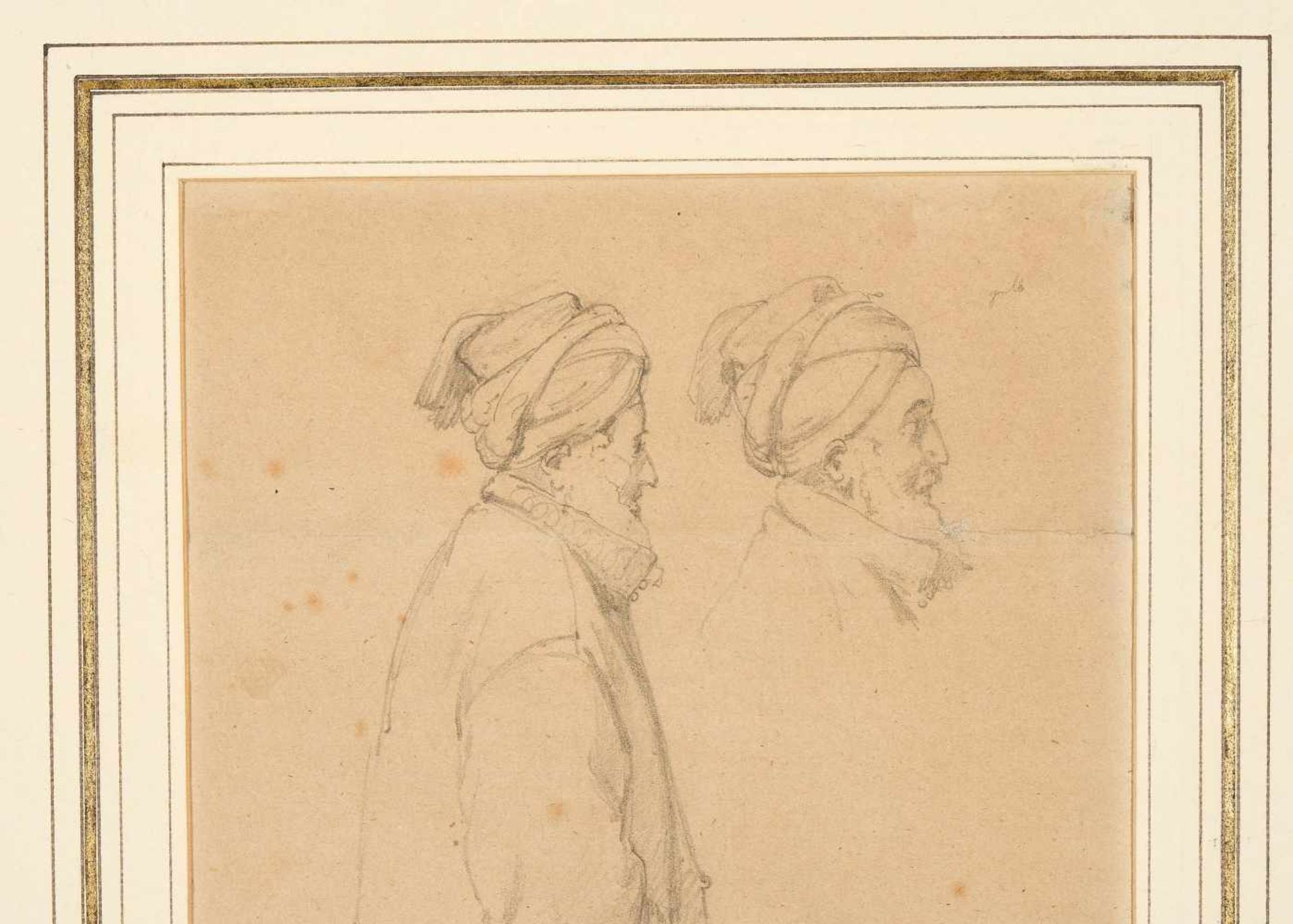 Spitzweg, Carl(1808 München 1885)Mann mit Kaftan, Turban und Schirm. Bleistiftzeichnung, 1851. Mit - Bild 3 aus 7