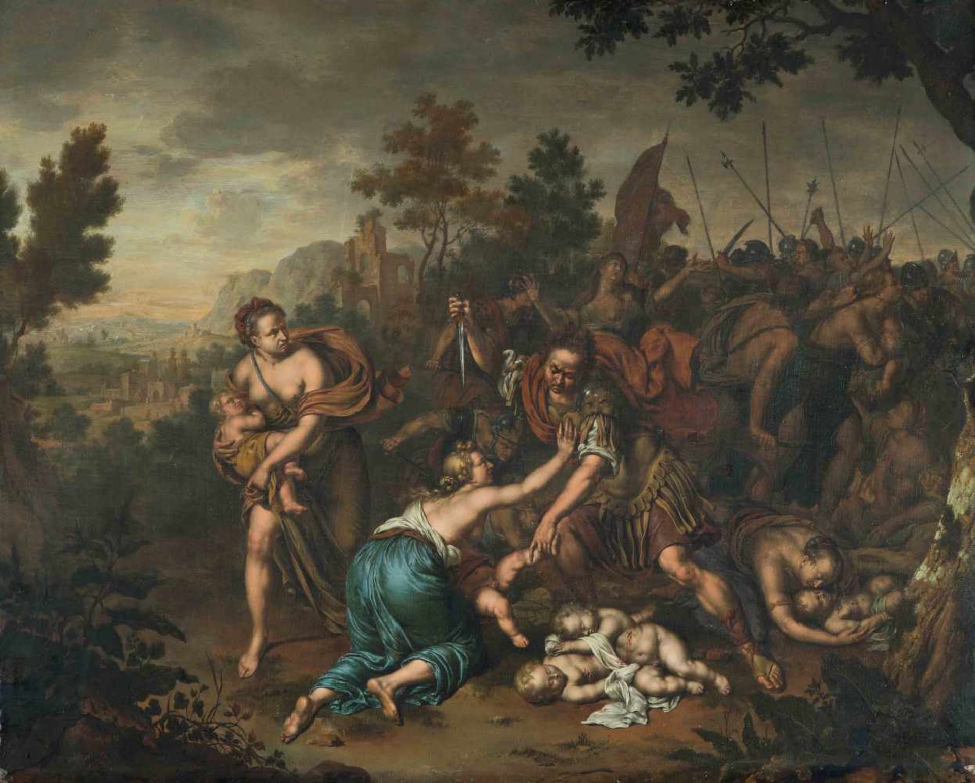 Mieris, Willem van(1662 Leiden 1747)Der Kindermord zu Bethlehem. Wohl 1696. Öl auf Holz. Unten links