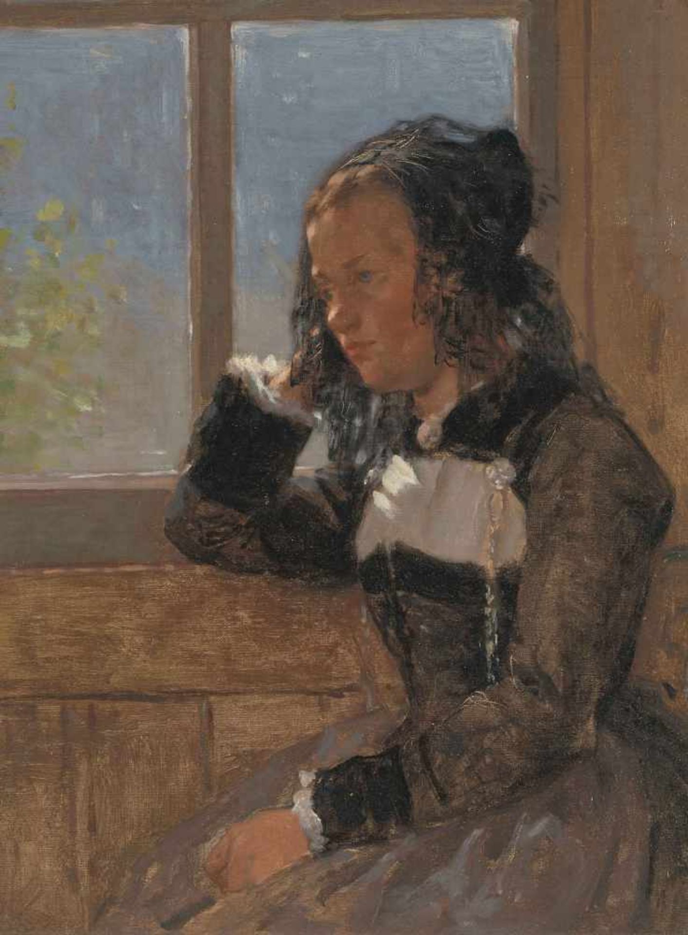 Baud-Bovy, Auguste(Genf 1848–1899 Davos)"Jeune fille en costume bernois", 1886. Ölstudie auf