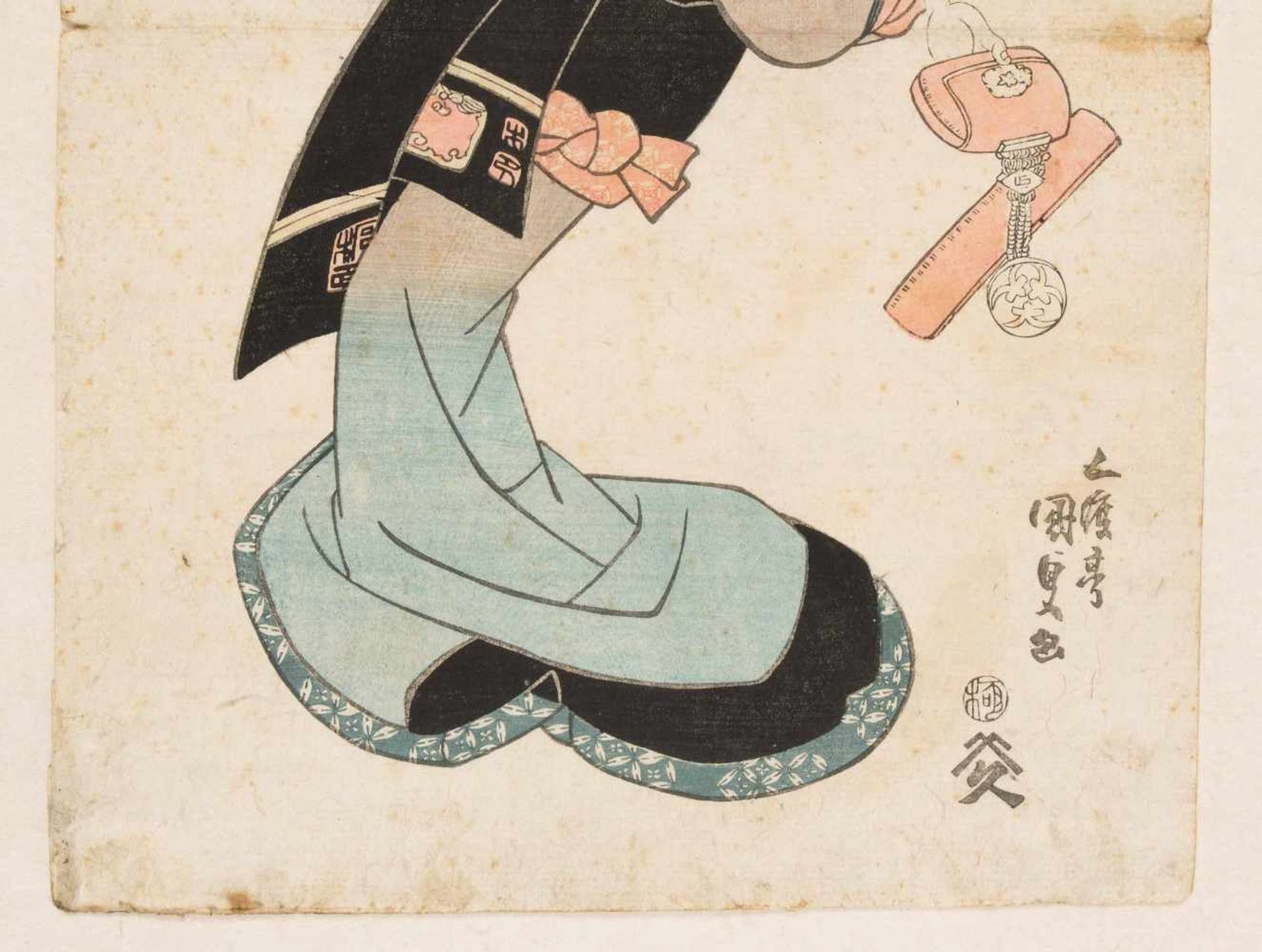 Lot: 3 HolzschnitteKunisada Toyokuni III (1786–1864), Schauspielerportait. / Utamaro (1753–1806), " - Bild 4 aus 17