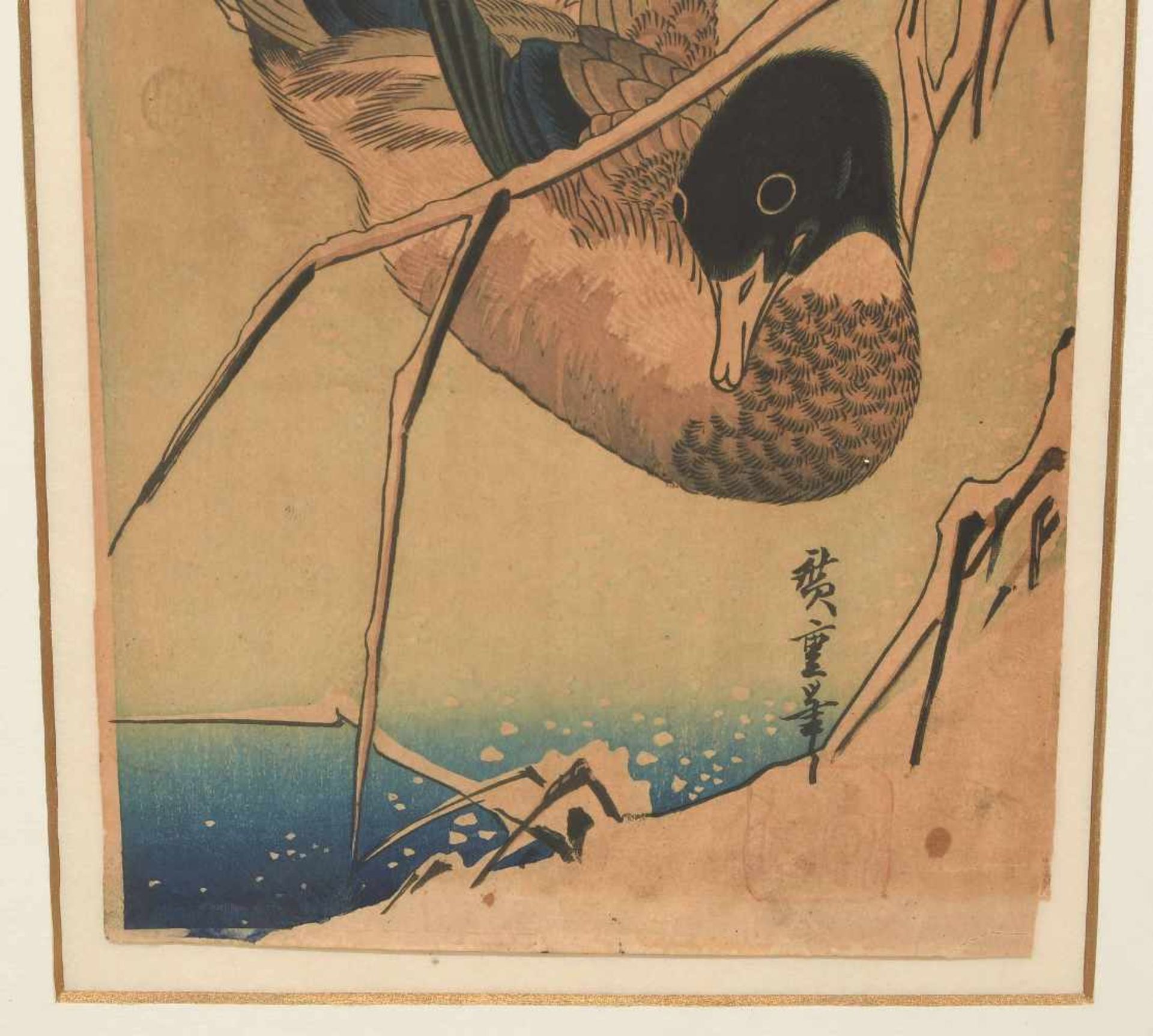 Lot: 2 Blätter von Hiroshige (1797–1858)Sechû Seri ni Kamo. Signiert mit rotem Siegel. 38x17 cm. - Bild 8 aus 18