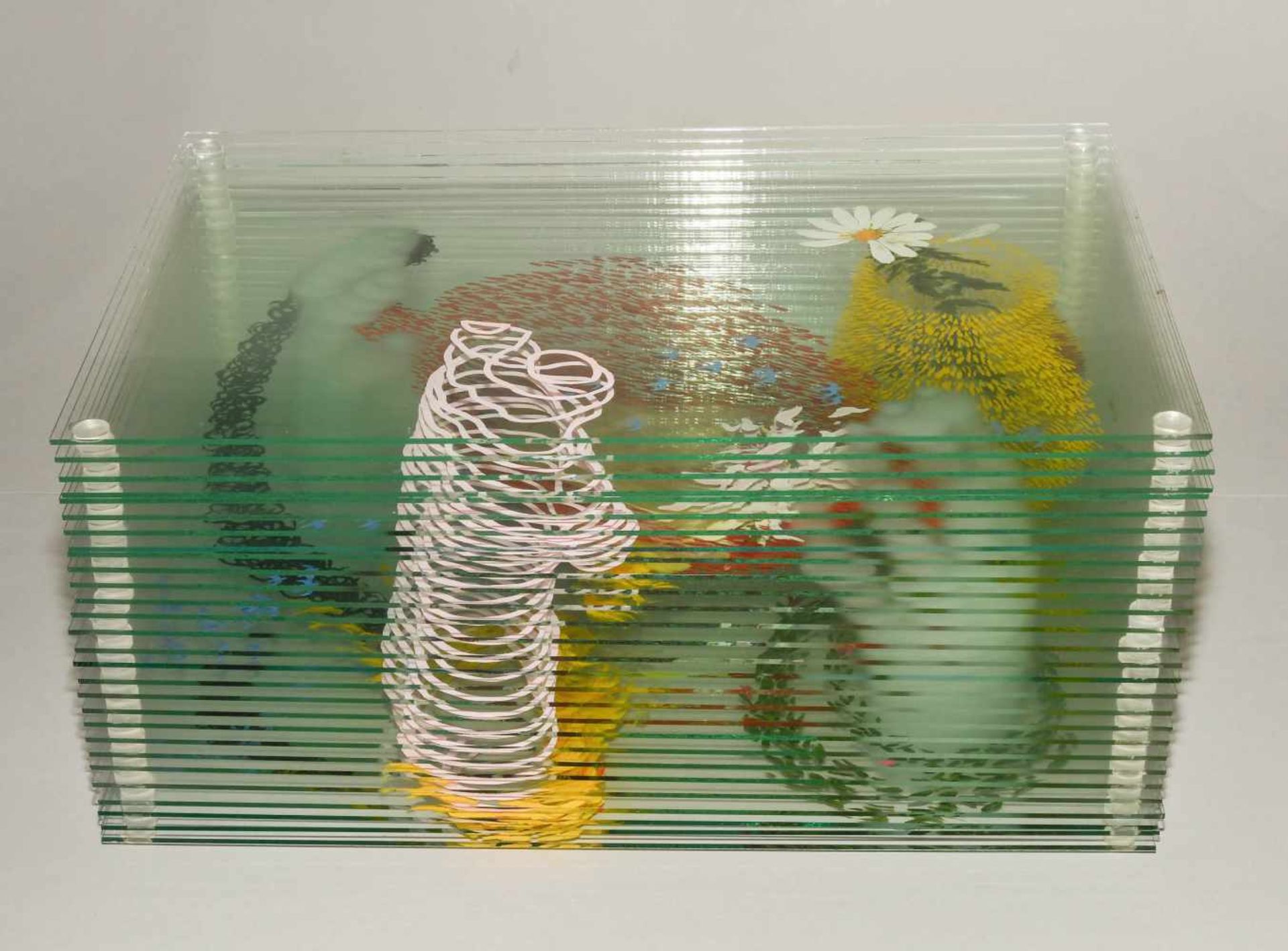 Carol Cohen(USA 1939)Paperweight. Um 1989. Bestehend aus 28 Glasplatten, ein Hologramm mit - Bild 6 aus 6