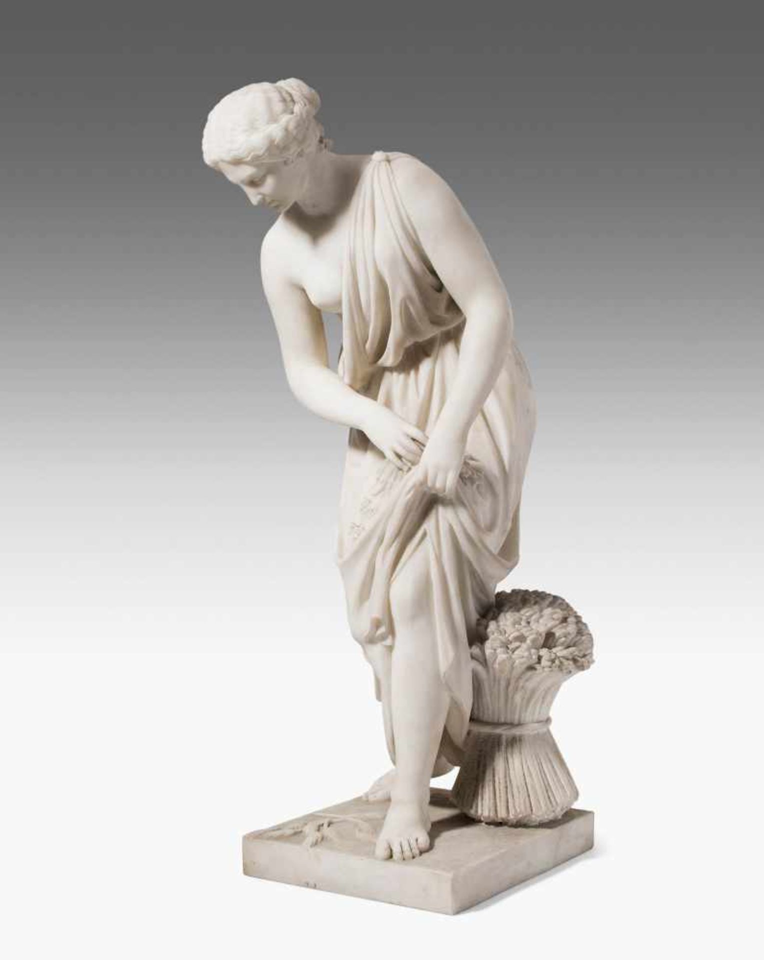 Figur «Allegorie des Sommers»Ferdinand Schlöth (1818–1891), Rom, datiert 1858. Weisser Marmor. Auf