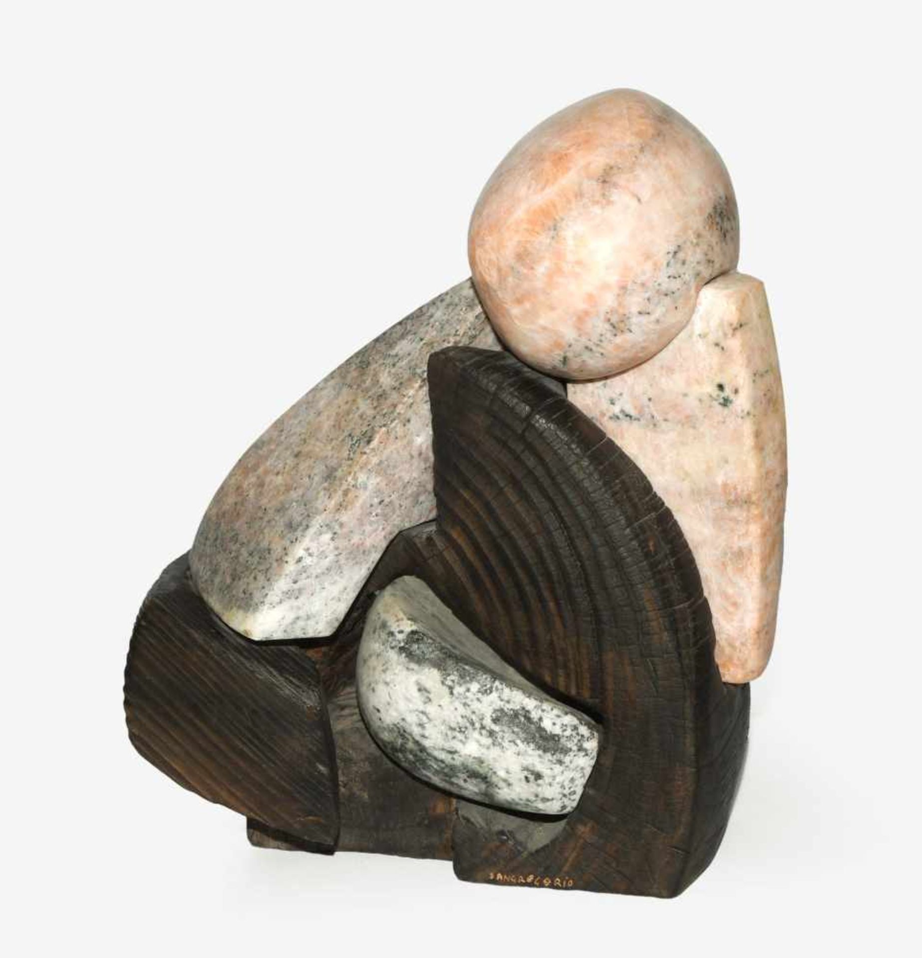 Sangregorio, Giancarlo(Mailand 1925–2013 Sesto Calende)Ohne Titel. Holz und Stein. Auf dem Holz - Bild 2 aus 2