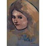 Comensoli, Mario(Lugano 1922–1993 Zürich)Frauenportrait. Gouache auf Papier auf Pavatex. Unten