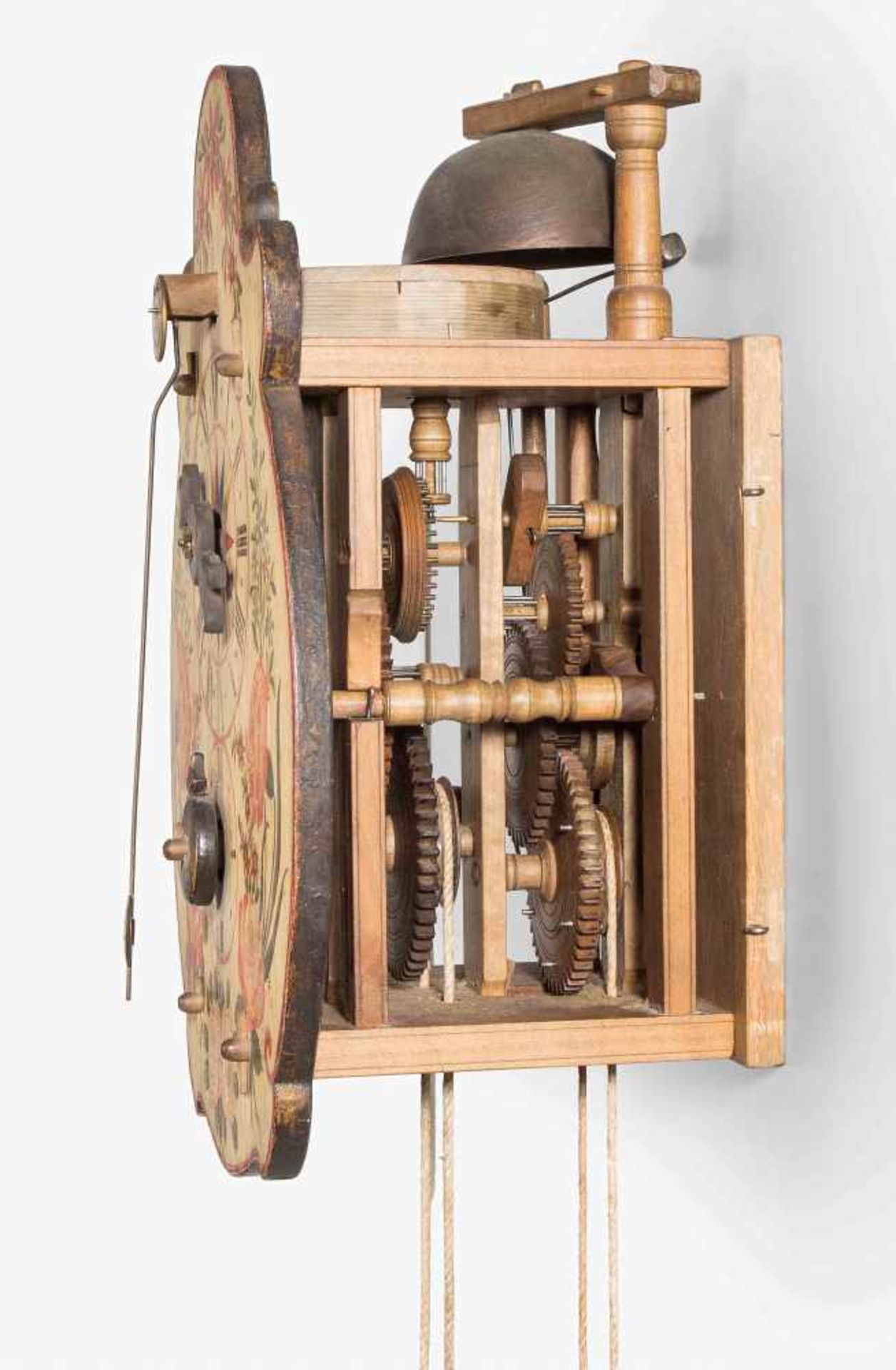 Toggenburger Einzeiger HolzräderuhrSchweiz, 18.Jh. Holzgehäuse mit Seitentürchen. Rückseite und - Bild 2 aus 2