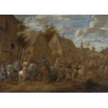 Hondt, Lambert de I(vor 1620–1665 Mechelen)Reitertruppen ziehen in ein Dorf ein. Wohl um 1665. Öl