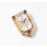 Cartier Saphir-Uhrenclip1940er Jahre. Werk und Gehäuse von James Schulz, NY. 585 Gelbgold. Gehäuse