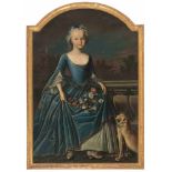 Barth, Sigmund(Bern 1723–1772 Basel)"Sophie von Graffenriedt AE: 5", 1751. Öl auf Leinwand. Verso