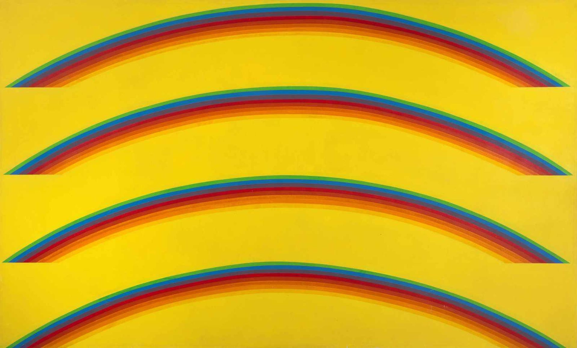Simpson, David(geboren in Berkeley, CA 1928) "Four Rainbows". 1965. Acryl auf Leinwand. Verso