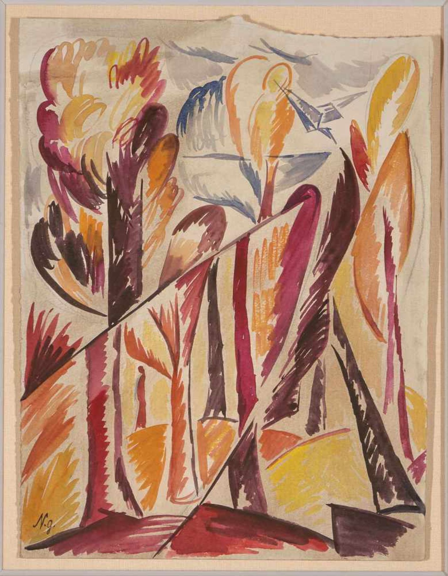 Gontcharova, Natalija(Tula 1881–1962 Paris)"Projet pour 'Les Ermites' (Les arbres)". 1913. - Bild 2 aus 2