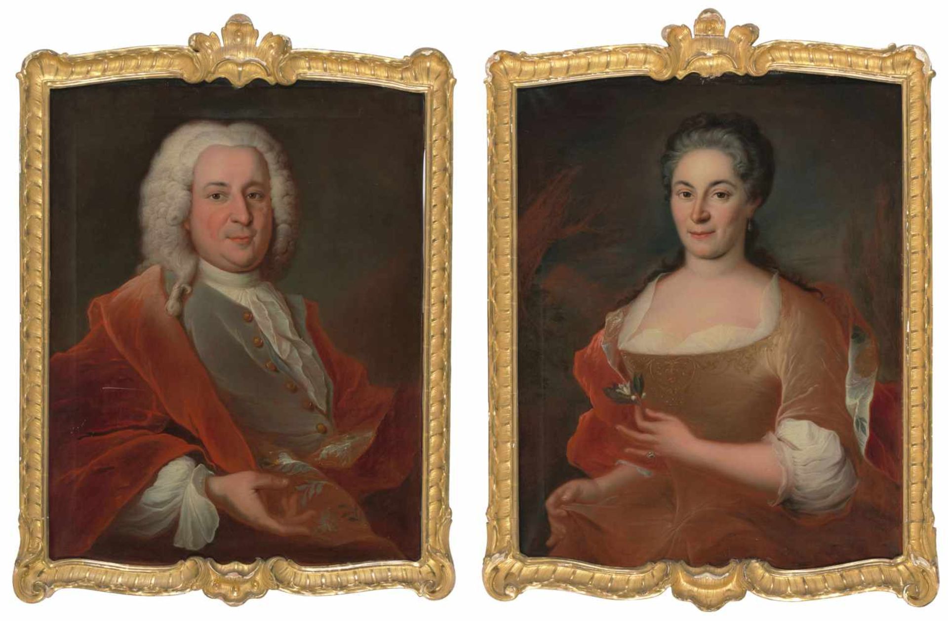 Simmler, Johann(Zürich 1693–1748 Stein am Rhein)Gegenstücke. Portraits des Ehepaares Hans Conrad und