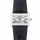 Cartier Tank DivanRechteckige, automatische Armbanduhr 80er Jahre in Edelstahlgehäuse. Boden