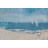 Fussmann, Klaus(Velbert 1938)Strand und Meer. Aquarell auf Papier. Unten rechts monogrammiert: "