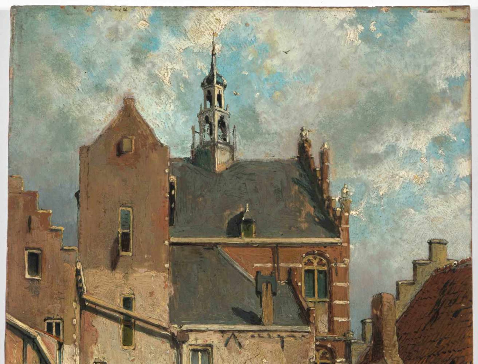 Weissenbruch, Jan(1822 Den Haag 1880) Culemborg, Innenhof beim Rathaus. Öl auf Holz. Unten rechts - Bild 2 aus 5