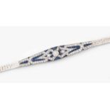 Art Déco Diamant-Saphir-Bracelet1920er Jahre. Modifiziert. Platin/375 Weissgold. Geometrisch mit