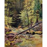 Baumberger, Otto(Zürich-Altstetten 1889–1961 Weinigen)Fluss im Wald. Aquarell und Goauche auf